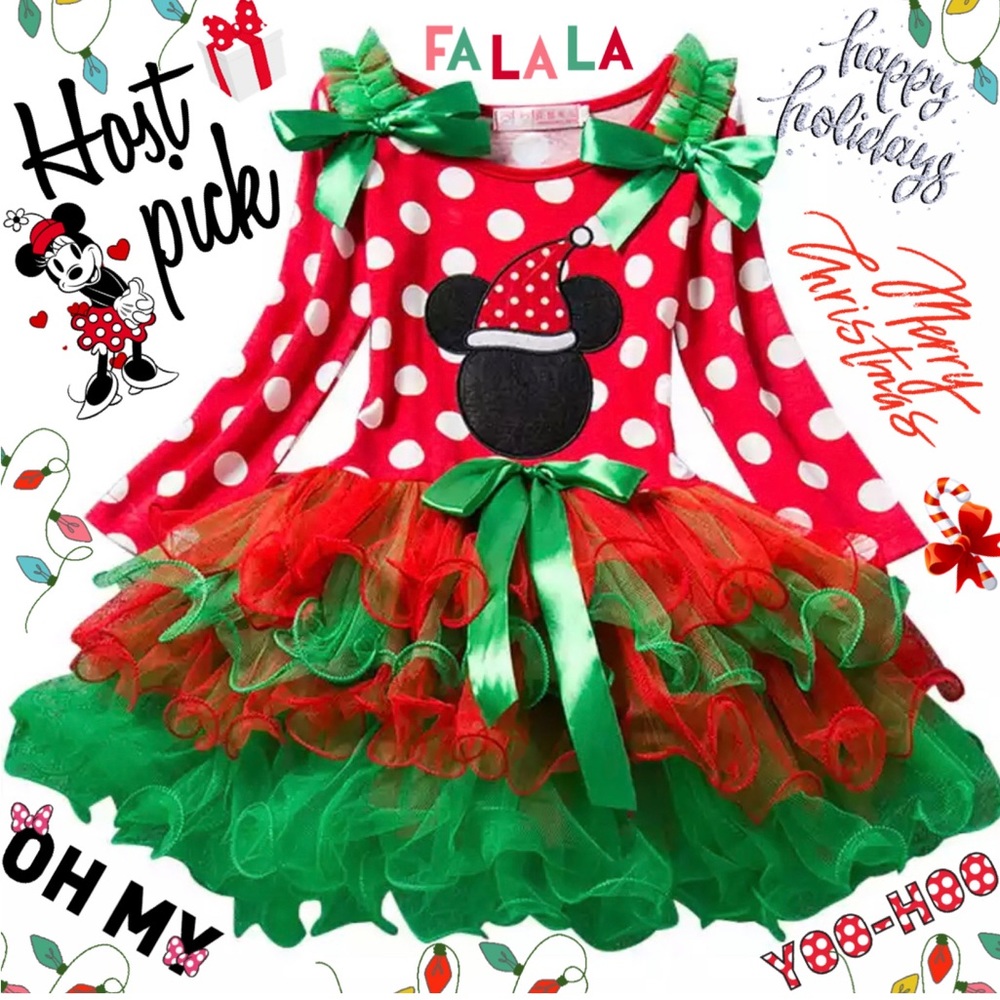 NWT Gorgeous Boutique Minnie Mouse Tutu Christmas Dress - Picture 1 of 5